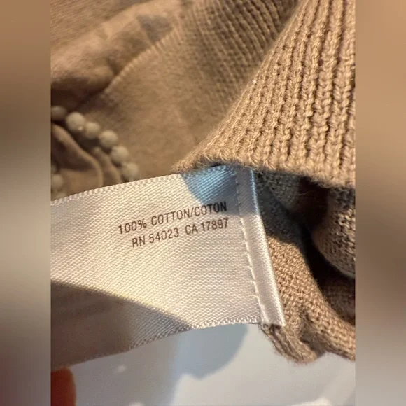 Old Navy tan cardigan embellishments lightweight soft 100% cotton vintage 2010 - Picture 7 of 9